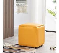 5-in-1 Nesting Cube Stool - Foldable Rolling Ottoman with Footrest - Versatile PU Leather Seating Set for Living Room & Dining 45x45x45cm