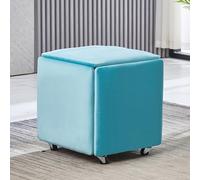 5 in 1 Nesting Cube Stool Set with Swivel Casters Stackable Velvet Seating for Living Room Dining Room Movable Footstool Dressing Chair (14x14x15inch)