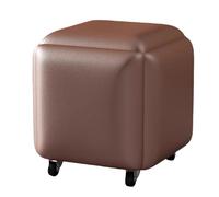 5 in 1 Nesting Ottoman Cube Chair - Movable Stackable Stools with Wheels Leather Upholstered Square Ottoman Bench Space-Saving Foot Rest for Living Room & Dining Room (Brown 48x48x44cm) - Ve