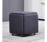5-in-1 Nesting Ottoman Cube Stool Set with Swivel Casters - Stackable Seating & Movable Footstool for Living Room, Dining, Dressing Chair - Stylish 18x18x19 inch PU Leather Design