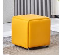 5 in 1 Nesting Ottoman Cube Stool Stackable PU Leather Seating with Swivel Casters Movable Footstool & Dressing Chair for Living Room & Dining Room 14x14x15 Inch