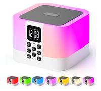 5 in 1 Night Light Bluetooth Speaker, Touch Bedside Lamp with Alarm Clock & White Noise Machine, 16 Soothing Sounds, Dimmable Color Changing Bedroom Lamp, Birthday Gift for Women Girls Men Kids