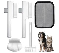 5-in-1 Pet Grooming Kit for Cats and Dogs - Flea Comb, Double-Layer Dense Tooth Comb, Knot Remover & Wave Massage Brush with Stainless Steel Teeth, Non-Slip Handle, Safe for Shedding Removal & Massage