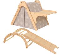 5-in-1 Pikler Set for Toddlers - Indoor Gym with Creativity Desk, Playhouse Tent - Montessori Climbing Set Novecrafto Natural One Size