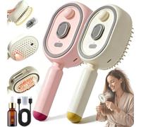 5 in 1 Professional Electric Spray Air Cushion Massage Comb for Women, Mist Spray Hair Brush with One-Click Self-Cleaning ＆ with Light, 45-Minute Battery Life, Portable, 7.8x21.7cm