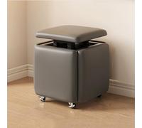 5 in 1 PU Leather Seating Cube with Swivel Casters,Nesting Ottoman Stool Stackable Foot Rest Movable Small Bench Footstool,for Sofa Living Room (Color : Dark Grey, Size : 45cm)