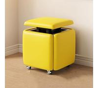 5 in 1 PU Leather Seating Cube with Swivel Casters,Nesting Ottoman Stool Stackable Foot Rest Movable Small Bench Footstool,for Sofa Living Room (Color : Yellow, Size : 45cm)