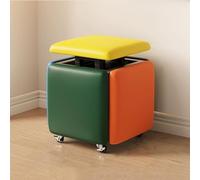 5 in 1 PU Leather Seating Cube with Swivel Casters,Nesting Ottoman Stool Stackable Foot Rest Movable Small Bench Footstool,for Sofa Living Room (Color : Coloured, Size : 35cm)