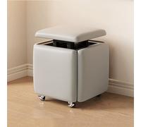 5 in 1 PU Leather Seating Cube with Swivel Casters,Nesting Ottoman Stool Stackable Foot Rest Movable Small Bench Footstool,for Sofa Living Room (Color : Light Grey, Size : 45cm)