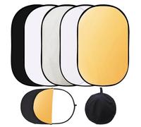 5-in-1 Reflector, Brightener Photography, 60 cm x 90 cm, Oval Folding Reflector with Carry Bag, Diffuser Photography, Reflector Light Diffuser Plate Clear/Silver/Gold/White/Black
