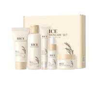 5-in-1 Rice Skin Care Set, Natural Rice Skin Care with Toner, Serum, Face Cream, Eye Serum, Cleanser, Skin Daily Care Gift Set for Women, Hydrating & Smooth