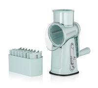 5 in 1 Rotary Cheese Grater with Handle: Stainless Steel Vegetable Slicer, Shredder, Cheese, Carrot, Cabbage Shredder (Light Green)