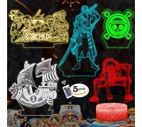 5 in 1 Sets Pirate Ship 3D Cute Night Light, 16 Color Change with Remote Control Lamp, Birthday Xmas Gifts for Kids Boys Girls Teens Friends