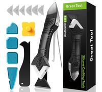 5 in 1 Silicone Caulking Tool Kit Caulk Sealant Remover and Finishing Tool, 6 Silicone Pads, Grout & Adhesive Residue Scraper and Smoothing Tool for Bathroom, Kitchen, Sink & Tile Joints (White)