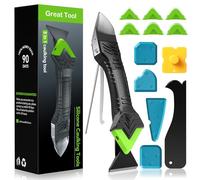 5-in-1 silicone grout kit kit finishing tools with mortar, 6 replaceable silicone pads, self-adhesive residual scraping seams repair