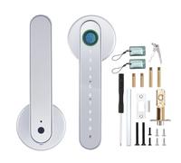 5 in 1 Smart Door Lock, Advanced Automatic Digital Handle with APP/Fingerprint/IC Card/Code/Keys, Biometric Door Lock for Front Door Bedroom Office Hotel(Silver)