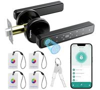5 in 1 Smart Door Lock with Knob, Fingerprint Door Lock with Smart APP,Keyless Entry Door Locks with Handle, Fingerprint Door Knob for Bedroom,Generate Passcode Remotely Black