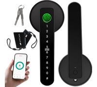 5-in-1 Smart Fingerprint Door Lock - Advanced Automatic Digital Handle with APP, Fingerprint, IC Card, Code & Keys | High-Security Electronic Lock for Modern Homes/Offices (Black)