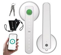 5-in-1 Smart Fingerprint Door Lock - Advanced Automatic Digital Handle with APP, Fingerprint, IC Card, Code & Keys | High-Security Electronic Lock for Modern Homes/Offices (Silver)