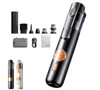 5-in-1 Smart Handheld Vacuum Cleaner Kit, Cordless Mini Vacuum with 15kPa Strong Suction, Rechargeable Type-C Portable Dust Cleaner, for Car, Home, Sofa, Inflatable Pump Function (Black)