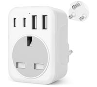 5 IN 1 South Africa Plug Adapter, UK to SA Travel Adaptor with 2 USB-A and 2 USB-C, 3 Pin Type M Plug for Namibia, Sri Lanka, Botswana, Bhutan, Lesotho,Swaziland