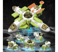 5-in-1 Space Dinosaur Transforming Toy Set - Space Station take-apart Transforms into 5 Dinosaurs toy or 5 Spaceships toy for Boys,Girls 3,4,5,6,7,8,9 year old for Birthdays and Christmas
