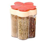 5 in 1 Spices Containers, Clear Plastic Camping Spice Kit Seasoning Shaker Spice Dispenser Small Spice Containers Small Spice Jars for Travel Cooking BBQ (Red)
