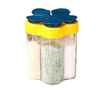 5 in 1 Spices Containers, Clear Plastic Camping Spice Kit Seasoning Shaker Spice Dispenser Small Spice Containers Small Spice Jars for Travel Cooking BBQ (Blue)