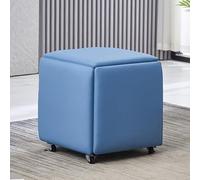 5-in-1 Stackable Cube Stool, PU Leather Footrest with Swivel Casters, Versatile Seating for Living Room & Dining Room, Movable Dressing Chair - 14x14x15 Inch