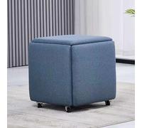 5 in 1 Stackable Cube Stool Set with Swivel Casters PU Leather Seating for Living Room and Dining Room Movable Footstool and Dressing Chair (14x14x15inch Leather)