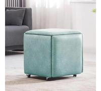 5-in-1 Stackable Cube Stool with Swivel Casters, PU Leather Seating Footrest for Living Room & Dining Room, Movable Sofa Chair, 18x18x19 inches, Stylish Multi-Use Furniture