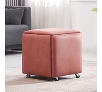 5-in-1 Stackable Nesting Footstool with Wheels - Versatile, Space-Saving Design for Living Room, Comfortable Technology Cloth Material, Multi-Purpose Ottoman for Home Use