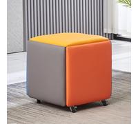 5-in-1 Stackable Ottoman Cube Stool Set with Swivel Casters, Versatile Leather Seating for Living Room & Dining Room, 18x18x19 Inch - Space-Saving Design