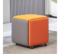 5-in-1 Stackable Ottoman Cube Stool Synthetic Leather Seat Swivel Wheels Portable Footrest for Living Room & Dining Room (18x18x19 inches Leather6)
