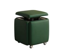 5-in-1 Stackable Seating Cube with Swivel Casters - Modern Green Ottoman Stool Movable Footstool & Shoe Change Bench for Entryway & Living Room 45cm
