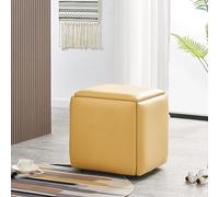 5-in-1 Stackable Stool and Chair Cube - Versatile Folding Ottoman with Wheels PU Leather Seat Ideal for Living Room & Dining Room Size 45x45x45cm