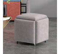 5-in-1 Stackable Stool Cubes with Swivel Casters Movable Ottoman Footstool & Rolling Chair for Bedroom Light Gray 45x45cm (18x18 inch) - Versatile Seating Solution