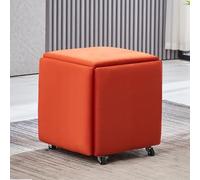 5-in-1 Stackable Velvet Cube Stool Set with Swivel Casters - Versatile Movable Footstool & Dressing Chair for Living Room, Dining Room - 14x14x15inch