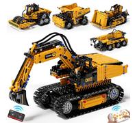 5 in 1 STEM Construction Toys Building Block Set, Remote Control & APP Controlled Excavator, Crane, Truck, Bulldozer, Roller - Rechargeable RC Engineering Kits, Gifts for Kid Age 8-14 15+ (535 Pieces)