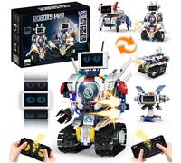 5 in 1 STEM Robot Building Kit, APP & Remote Control Screen Building Toys, Eye Coding Robots Rechargeable, 620Pcs DIY Super Warriors for Kids Learning