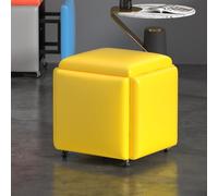 5-in-1 Sto Cube with Swivel Casters Transformable Leather Yellow Seating for Living Room Bedroom & Office Cact 35cm Design