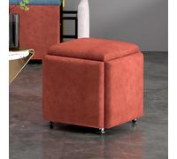 5-in-1 Stool Cubes with Swivel Casters Stackable Ottoman & Movable Footstool Rolling Sofa Chair for Bedroom Versatile Nesting Seat Oge 45x45cm (18x18inch)