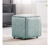 5 in 1 Storage Ottoman Footstool Stackable Shoe Changing Stool Multi Functional Small Seat Foldable Cube Table Coffee Table Living Room Sofa Stool (Technical Cloth Green Large)