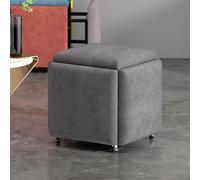 5-in-1 Swivel Stool Cubes Stackable Ottoman with Rolling Casters Movable Footstool for Living Room & Bedroom Dark Gray 18x18 inch (45x45cm)