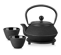 5-in-1 Tetsubin Teapot Set: 800ml Japanese Cast Iron Kettle with Infuser, Tray and 2 Cups