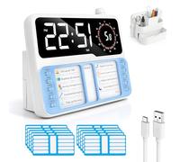 5-in-1 To-Do List Planner Board for Kids with Visual Timer, Digital Alarm Clock & Thermometer, Pen Holder, Behaviour & Reward Charts for Autism ADHD, Habit Tracker to Manage Time & Reduce Screen Time