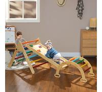 5-in-1 Toddler Climbing Frame with Ramp, Arch, for 18-48 Months AIYAPLAY Natural One Size
