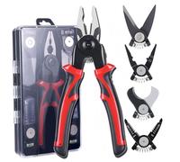 5 in 1 Tool Set Interchangeable Multifunctional Wire Stripper and Crimping Tool Cable Cutter Electrician Scissors Linesman Pliers Electrician Pliers with Storage Case 5 in 1, Pli