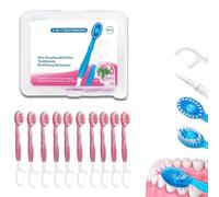 5 in 1 Toothbrush, All in One Oral Care on The Go, Mini Portable Individually Packaged Toothbrush/Toothpaste/Tongue Scraper/Dental Floss/Toothpick Mini Travel Set (Peach)