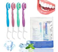 5 in 1 Toothbrush & Floss,Disposable Mini Toothbrush with Toothpaste,All in One Oral Care On The Go,for Work Camping with Four Flavors